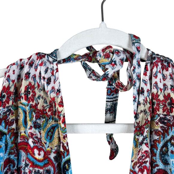 Raga Revolve Riviera Vibe Maxi Halter Dress Patchwork Paisley Boho Cottage Large - Picture 12 of 15